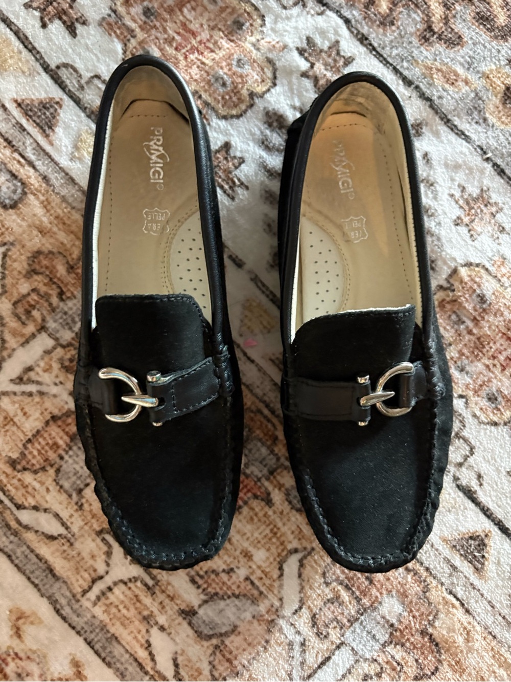Primigi Black Suede Loafers with Silver Accent, size 36